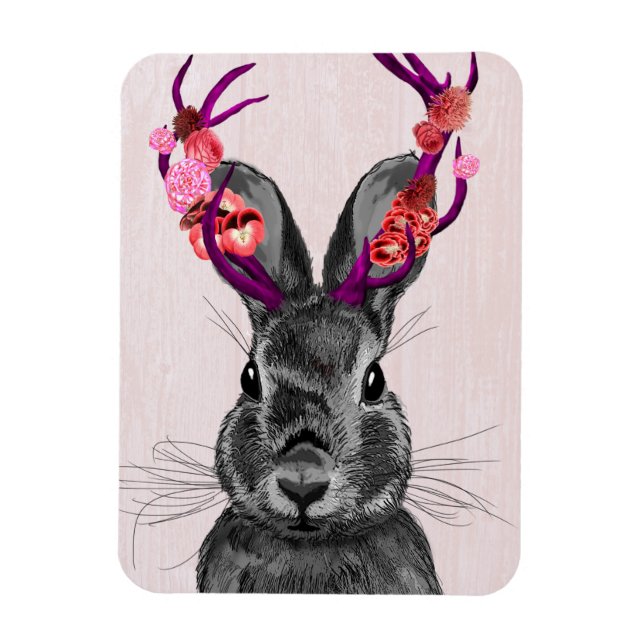 Jackalope mit rosa Antler 2 Magnet (Vertikal)