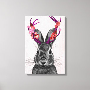 Jackalope mit rosa Antler Leinwanddruck