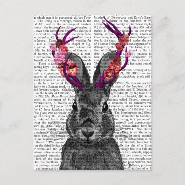 Jackalope mit rosa Antler Postkarte (Vorderseite)