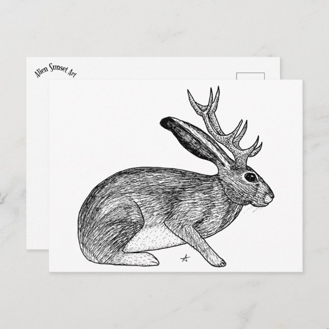 Jackalope Postkarte (Vorne/Hinten)