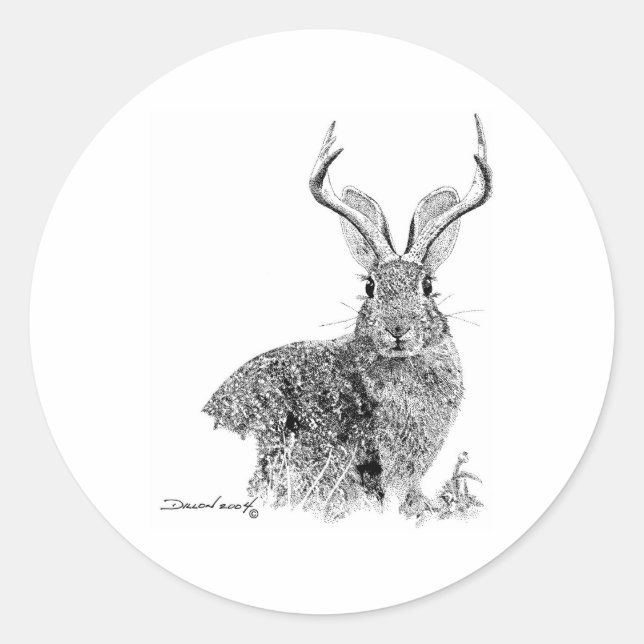Jackalope Runder Aufkleber (Vorderseite)