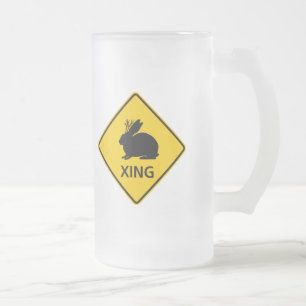 Jackalope Überfahrt-Landstraßen-Zeichen Mattglas Bierglas