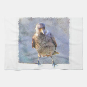 Jackdaw Watercolor Geschirrtuch