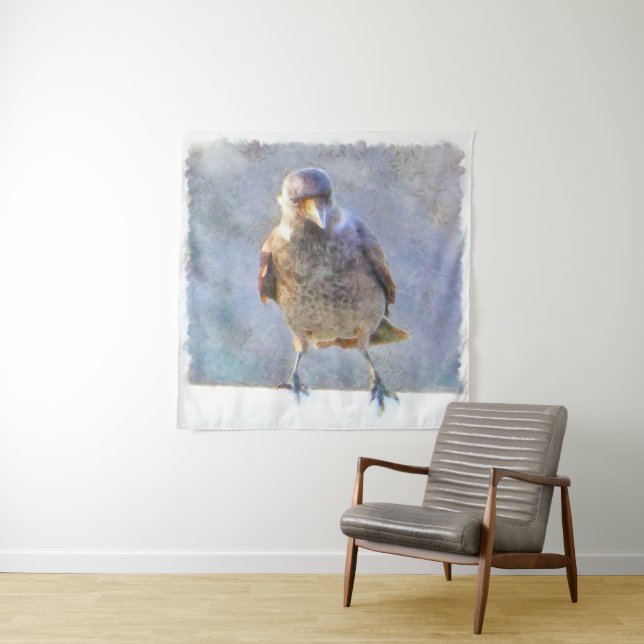 Jackdaw Watercolor Wandteppich (Beispiel (Horizontal))