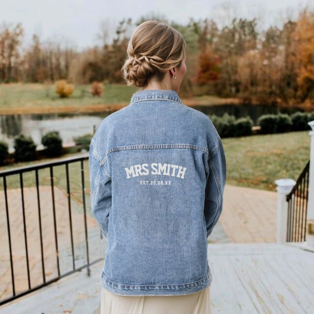 Jacke in Jean Mariée University (veste en jean mariée personnalisable)