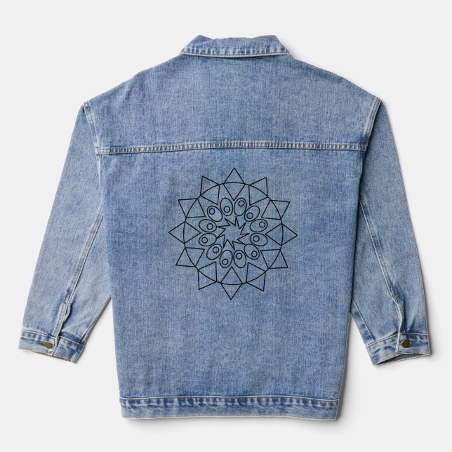 Jacket - Einfaches Mandala Design zu Farbe Jeansjacke (Rückseite)