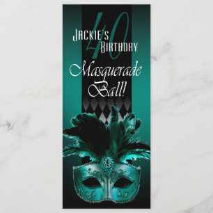 Jackie UK Aquamarin Black Masquerade 40. Geburtsta Karte