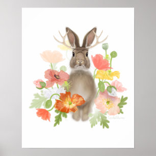 Jackolope Mohnblumen Poster