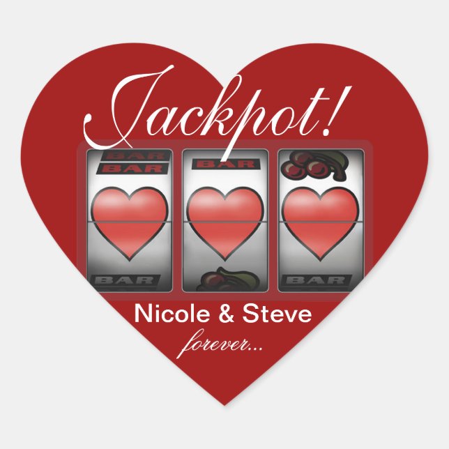 Jackpot-Herzen, die wir in Vegas machen Herz-Aufkleber (Vorderseite)