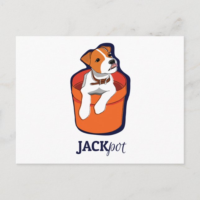 "Jackpot" Jack Russell Terrier Postcard Postkarte (Vorderseite)