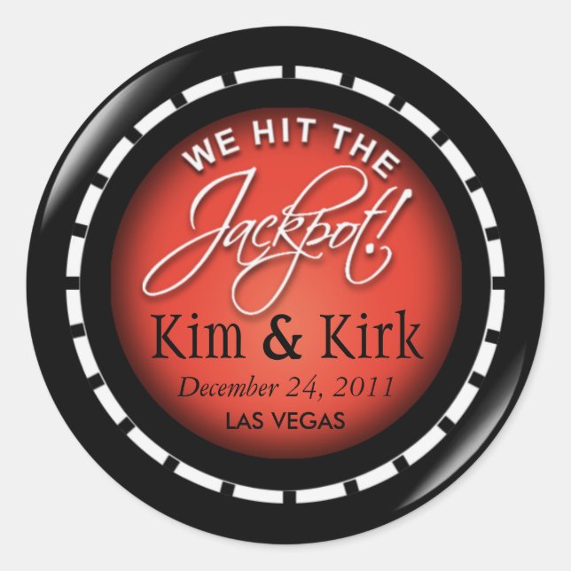 Jackpot! Las Vegas Newlyweds Runder Aufkleber (Vorderseite)
