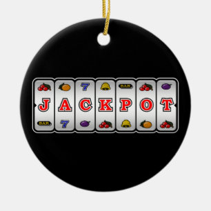 Jackpot-Spielautomat-Verzierung (dunkel) Keramikornament