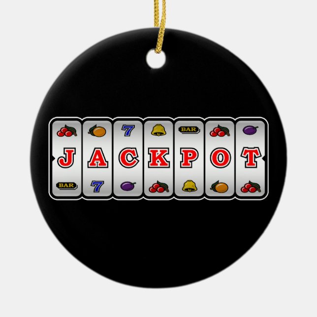 Jackpot-Spielautomat-Verzierung (dunkel) Keramikornament (Vorne)