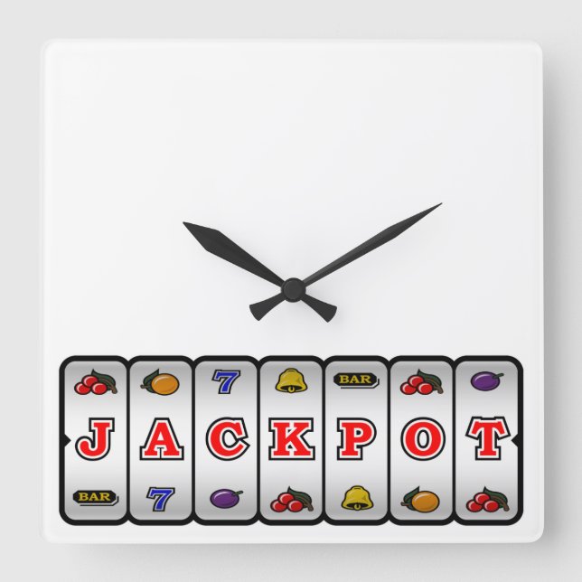 Jackpot-Spielautomat-Wanduhr (Licht) Quadratische Wanduhr (Vorderseite)