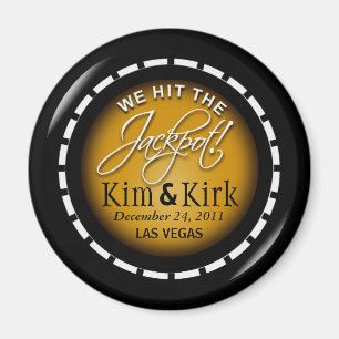 Jackpot ! Vegas Newlyweds Casino Chip Magnet Favor