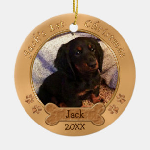 Jacks erste Weihnachtsschmuck, 2 Fotos Keramik Ornament