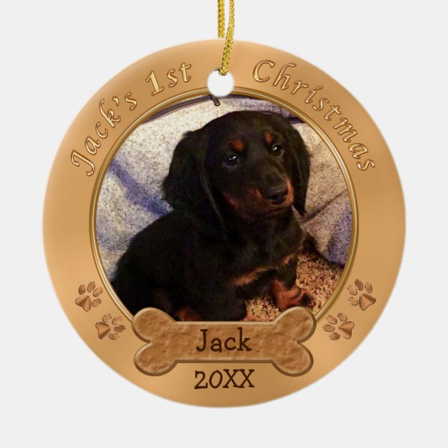 Jacks erste Weihnachtsschmuck, 2 Fotos Keramik Ornament (Vorne)