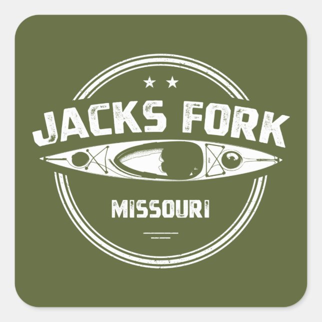 Jacks Fork River Missouri Kayaking Quadratischer Aufkleber (Vorderseite)