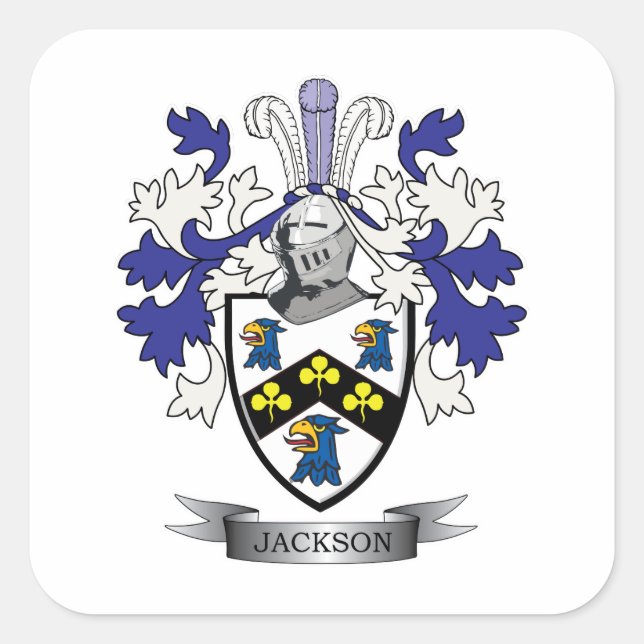 Jackson Coat of Arms Quadratischer Aufkleber (Vorderseite)