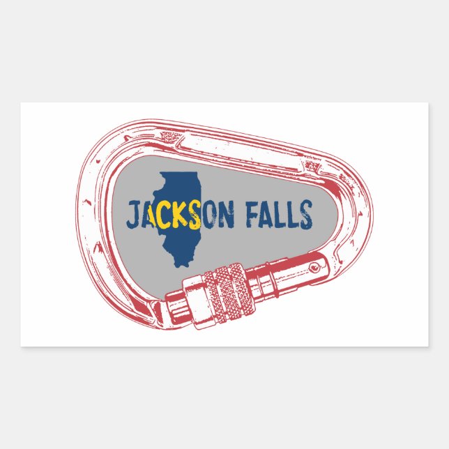Jackson Falls Illinois Rock Climbing Carabiner Rechteckiger Aufkleber (Vorderseite)