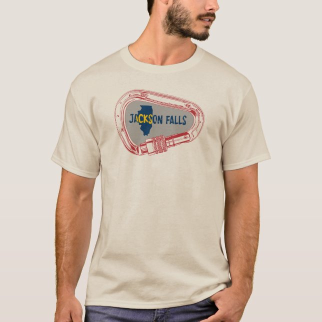 Jackson Falls Illinois Rock Climbing Carabiner T-Shirt (Vorderseite)
