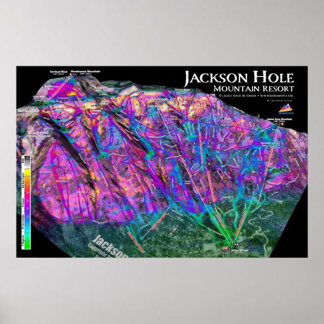 Jackson Hole 3dSkiMaps Poster (Vorne)