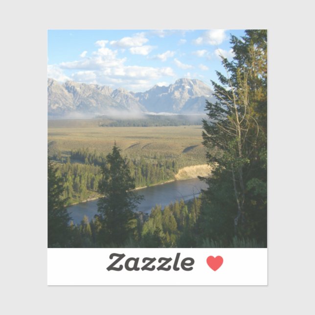 Jackson Hole Berge und Fluss Aufkleber (Blatt)