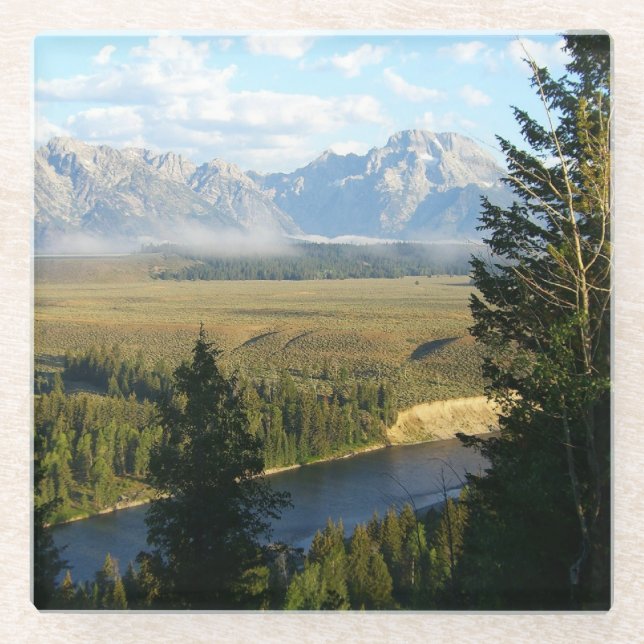 Jackson-Hole-Berge und Fluss Glasuntersetzer (Vorderseite)