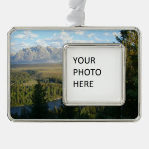 Jackson Hole Berge und Fluss Rahmen-Ornament Silber
