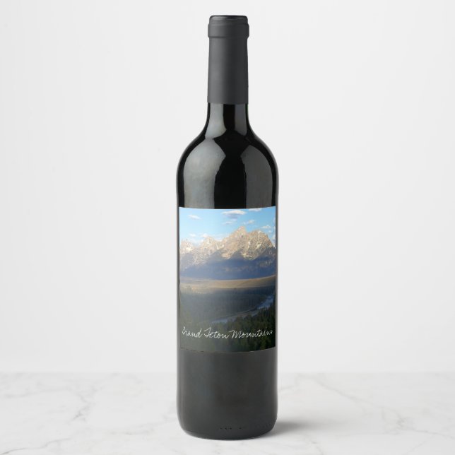 Jackson Hole Mountains (Grand Teton National Park) Weinetikett (Vorderseite)