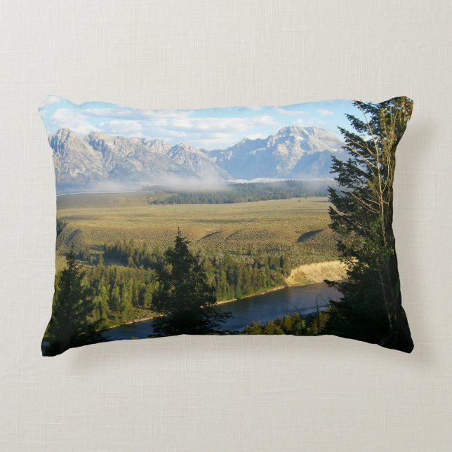 Jackson Hole Mountains und Fluss Dekokissen (Vorderseite)