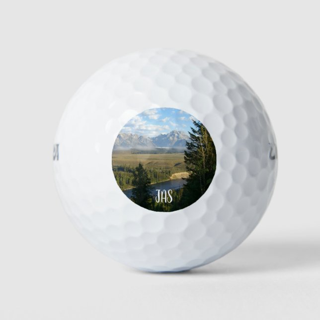 Jackson Hole Mountains und Fluss Golfball (Vorderseite)