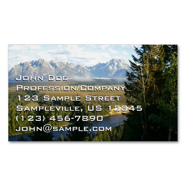 Jackson Hole Mountains und Fluss Magnetische Visitenkarte (Vorderseite)