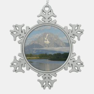Jackson Hole River im Grand Teton Nationalpark Schneeflocken Zinn-Ornament