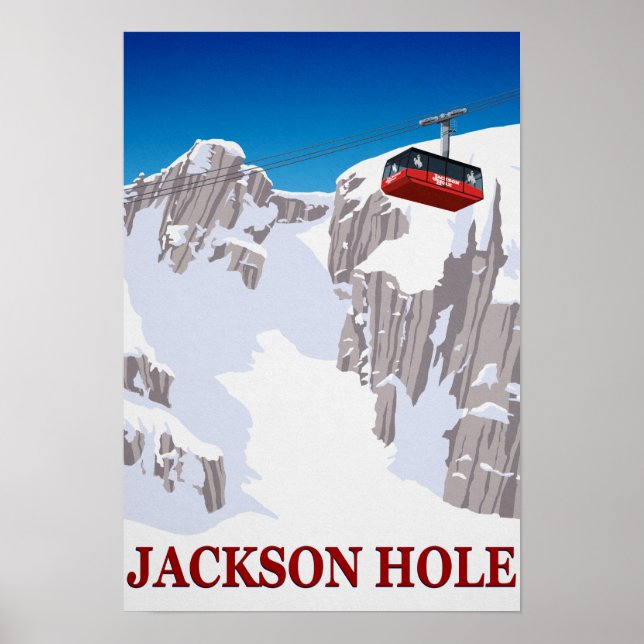 Jackson Hole Ski Resort Kabelauto Poster (Vorne)