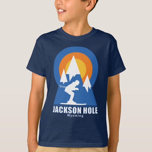 Jackson Hole Ski Sunset Retro T - Shirt (Vorderseite)