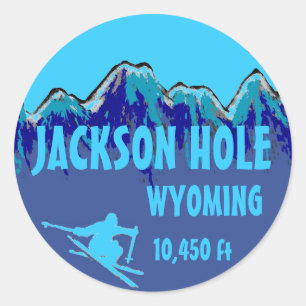 Jackson Hole Vyoming Bleu art de ski autocollants