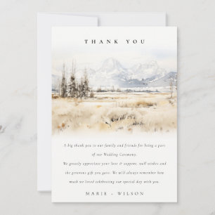 Jackson Hole Wyoming Aquarell-Landschaft-Hochzeit Dankeskarte
