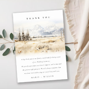Jackson Hole Wyoming Aquarell-Landschaft-Hochzeit Dankeskarte