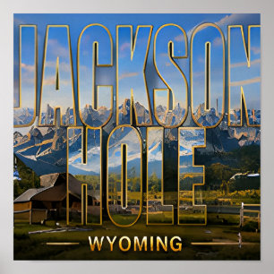 Jackson Hole Wyoming Berg Reise Erinnerungen Poster