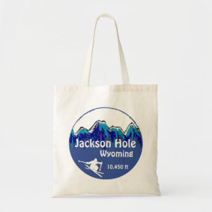 Jackson Hole Wyoming blue ski art sac réutilisable