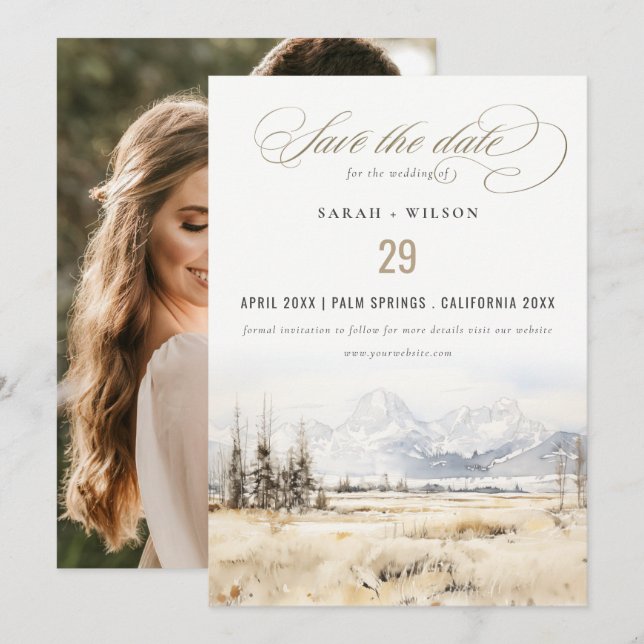Jackson Hole Wyoming Landscape Wedding Photo Save The Date (Vorne/Hinten)