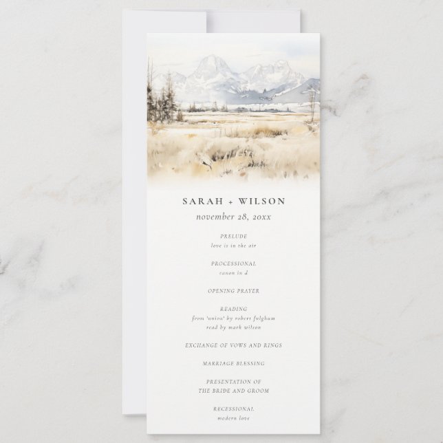 Jackson Hole Wyoming Landscape Wedding Program Einladung (Vorderseite)