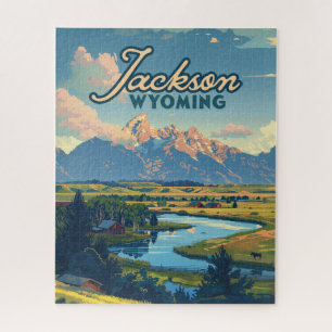 Jackson Hole Wyoming Ranch Tetons Berge Retro