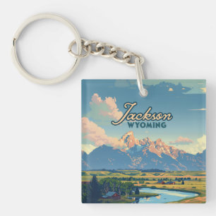 Jackson Hole Wyoming Ranch Tetons Mountains Retro