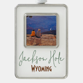 Jackson Hole, Wyoming Reise-Souvenir Rahmen-Ornament Silber