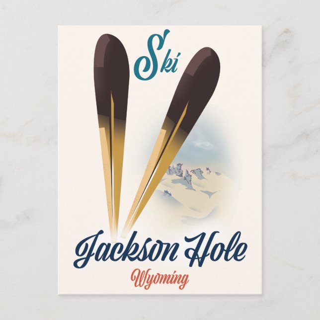 Jackson Hole Wyoming Ski Poster Postkarte (Vorderseite)