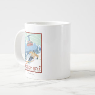 Jackson Hole, Wyoming Skier und Tram Jumbo-Tasse
