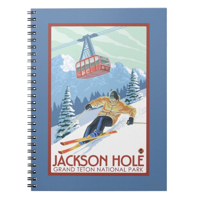 Jackson Hole, Wyoming Skier und Tram Notizblock (Vorderseite)