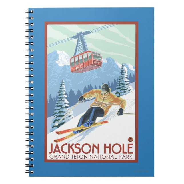 Jackson Hole, Wyoming Skier und Tram Notizblock (Vorderseite)